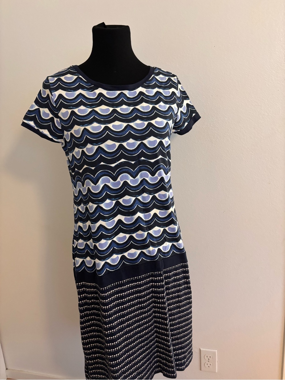 Tommy Bahama Navy, White & Light Blue Patterned Midi Dress